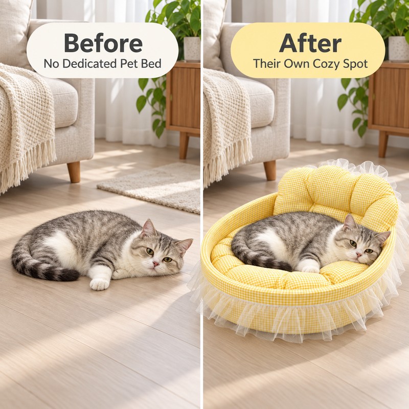 Soft Plush Cat & Small Dog Sofa Bed for Indoor
