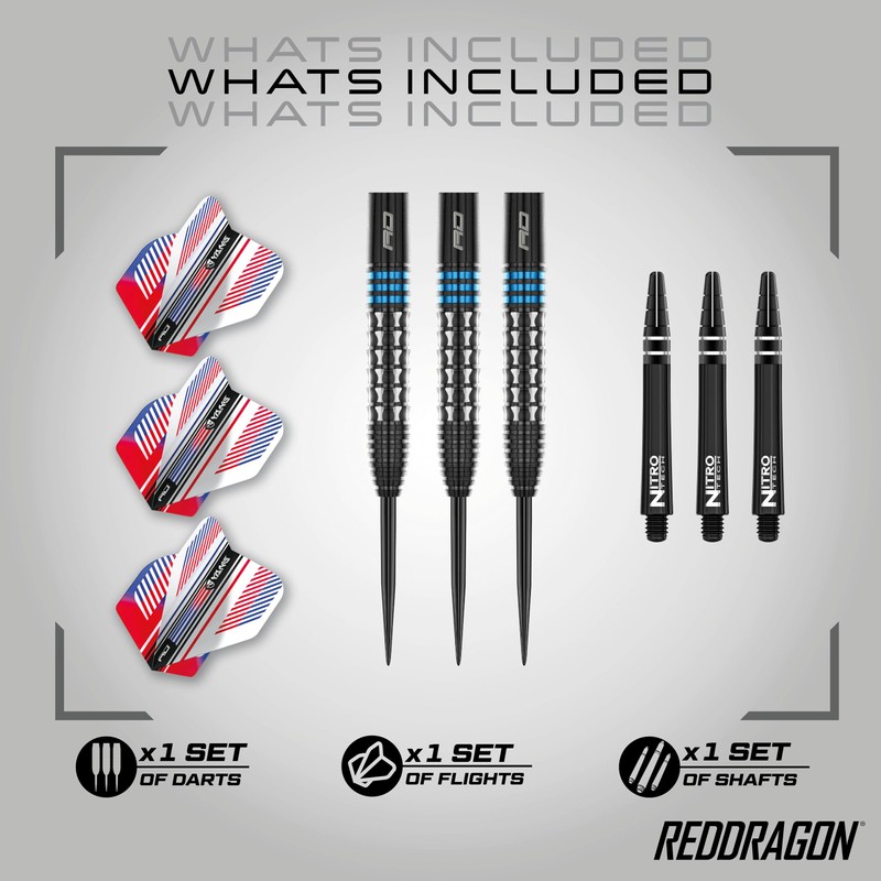 RED DRAGON Vengeance Blue 24 Gram Premium Tungsten Steeltip Darts