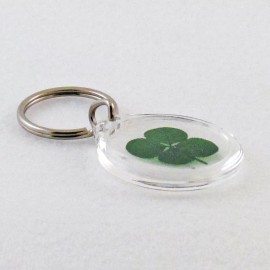 Clover Good Luck Charm Key Tag with a Real Four Leaf Clover KT-4L