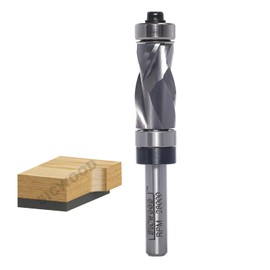 SICWOOD Compression Top and Bottom Bearing Flush Trim Router Bit 1/4 Shank - 1/2" Cutting Dia, Carbide Spiral Up-Down Pattern Template Flush Cut Router Bit, for Wood Trimming