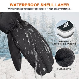 ehsbuy Waterproof Winter Gloves for Men Thermal Touchscreen Cold Weather Thinsulate Warm Anti Slip Ski Gloves for Cycling Walking Hiking Outdoor Sports