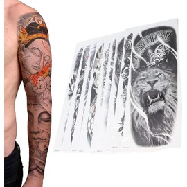 9 Pegatinas de Tatuaje Falso de Brazo Completo, Tatuajes Temporales a Prueba de Agua Y Tatuaje de Hombro de Medio Brazo, Pegatinas de Arte Corporal Falsas Impermeables de Larga Duración para Efecto de