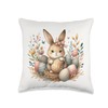 Cute Pink Easter Bunny Throw Pillow