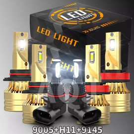 AQJ For 2015-2019 Ford F150 6X 6000K LED Headlight Hi/Lo + Fog Light Bulbs Combo