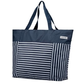 Anndora Shopping Bag Beach Bag Shoulder Bag XXL 40 Litres Choice of Colours, Navy Blue White