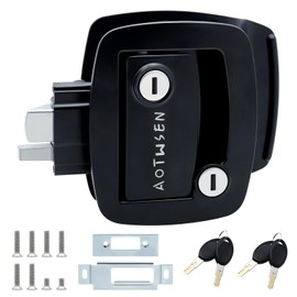 AOTWSEN Camper Door Lock,Rv Door Lock Replacement- Paddle Handle Deadbolt Latch with 4 Keys, Camper Door Lock，Zinc Alloy Camper Trailer Door Lock for Travel Trailers, Horse & Cargo Haulers(Black)