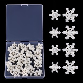 Pack of 30 Christmas Snowflakes Pins, White Snowflakes Drawing Pins, Decorative Pins for Cork Board, Bulletin Board, Home, Office, Winter Decoration