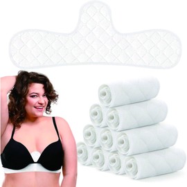 fufupaw Pack of 10 Bra Inserts Sweating, Underbust Sweat Protection, Bra Inserts, Reusable Cotton Bra Inserts Under the Breasts Sweat Absorber Pads Bra Sweat Pads for Women Washable, White, M