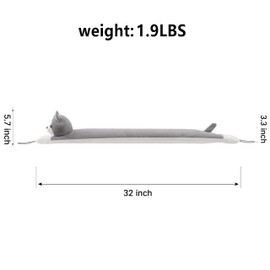 Sunolga Door Draft Stopper for Bottom of Door and Window, Weighted Cute Animal Seal Strip for Wind, Noise, Light, Dust, Door Snake and Sweep for Home Essentials Decorative, 32" Air Blocker, Gray Cat