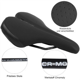 FIFTY-FIFTY MTB Saddle, Comfortable Memory Foam Bicycle Saddle, Soft Waterproof Bicycle Saddle for Men and Women, Compatible with MTB, Road Bike