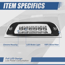 Auto Dynasty Chrome Housing LED 3rd Third Rear High Mount Brake Light Stop Lamp Compatible with Jeep Liberty KJ 02-07