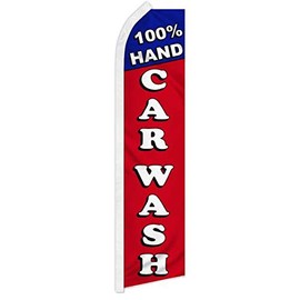 100% Hand Car Wash Swooper Feather Advertising Flag - Perfect for Car Washes, Auto Detailing, Car Lots