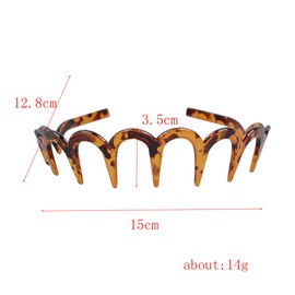 Suoirblss 3 Pcs Women and Men Fashion Zig Zag Shark Tooth Hair Comb Headwear Resin U-type Hard Headbands High-grade Hairband Hair Accessory