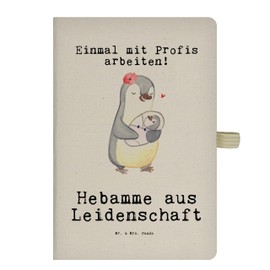 Mr. & Mrs. Panda DIN A4 Baumwoll Notizbuch Hebamme Leidenschaft - Geschenk, Notizblock, Rente, Skizzenbuch, Geburtshelfer, Notizen, Tagebuch,