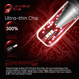 LIGHTENING DARK H7 Bulbs, H7 Fog Bulb Fanless 6500K Xenon White 300% brighter Plug and Play, Pack of 2