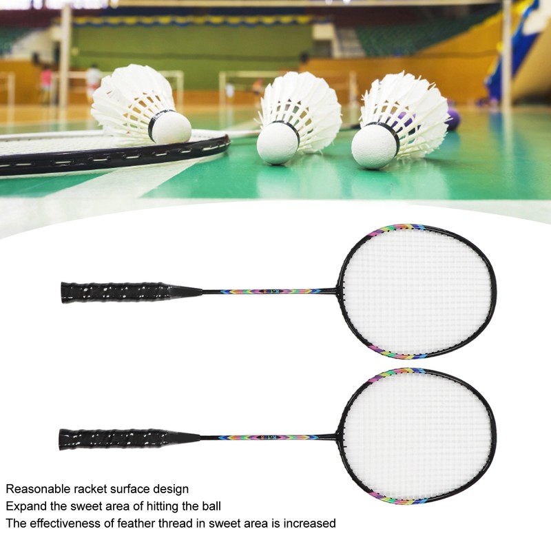 2Pcs Badminton Racquets Set Lightweight Sturdy Double Badminton Rackets with