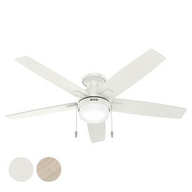 Hunter Fan 52 Inch White Indoor Ceiling Fan with Light and Pull Chain for Bedroom, Office, Kitchen, Living Room (Renewed)