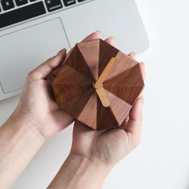 WONQEXZ Wooden Desktop Clock, Black Walnut, 1.3 x 3.9 inches, Silent, Battery Powered, Decorative, Minimalist Design