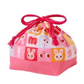 Miki House 15-4156-688 Lunch Bag, Lunch Bag, Drawstring Bag, Logo, Bear, Rabbit, Made in Japan, For Boys, Girls, Babies, Kids, Kindergarten, Nursery School, Children's Clothes, Lunch Drawstring Bag,