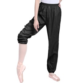 Daydance Black Women Ballet Pants Ripstop Dance Warm Up Perspiration Trousers