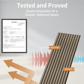 MUSEPOINT 3D Acoustic Wood Wall Panels, Interior Wall Panels for Home Theater & Office, Noise Reducing Wall Panels with Sound Absorbing Core, Wood Slat Accent Wall Paneling, Light Walnut