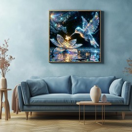 JXDXDJ Hummingbird Diamond Art Kits for Adults,5D Diamond Painting Kits for Beginner,Round Full Drill Diamond Dots Paintings Picture,DIY Gem Art for Adults Crafts,Home Wall Decor 13.78x13.78in