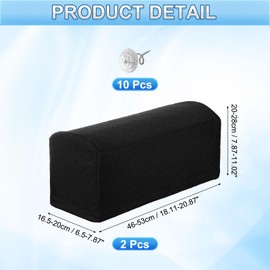 uxcell 2Pcs Stretch Armrest Covers, Polyester Diamond Pattern Soft Armchair Slipcovers Couch Recliner Arm Cover with Twist Pins for Chair Sofa Protector, Black