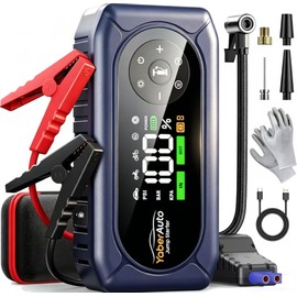 YaberAuto 9-in-1 Car Jump Starter with Air Compressor 4500A 150PSI, Battery Jumper Starter Portable for 9L Gas/8L Diesel, Jump Box with Auto-Shutoff Tire Inflator, Safety Jumper Cables, Gloves, Lights