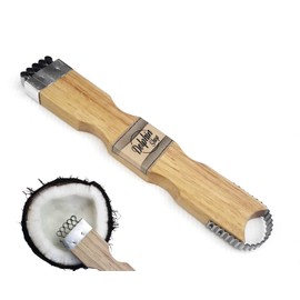 Dolphin Shop Coconut Grater Scraper Shredder For Fresh or Baby Coconut Meat , Wooden Handheld Size 7.5 X 1.4 X 0.5 Inches 1 Pc Kitchen Indoor Outdoor Portable