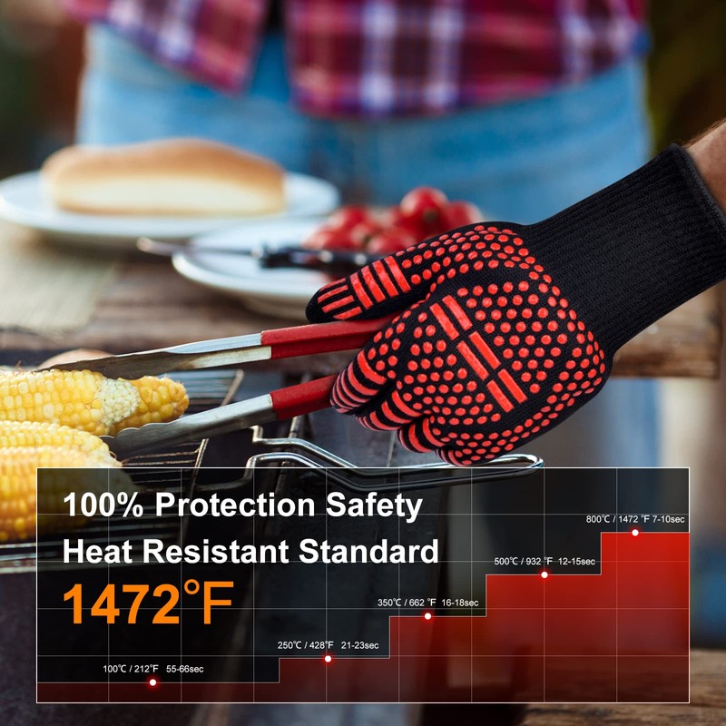Flintronic Barbecue Gloves, Heat Resistant with 800°C, Fireproof Gloves, Baking