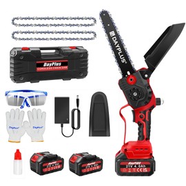 Mini Cordless Chainsaw 8 Inch,Battery Chainsaw Electric Saw Chain Saws with Dual 4000mAh Battery and 2 Chains, Small Chainsaw Power Tools for Cutting Trees, Cut Wood, Tree Trimming