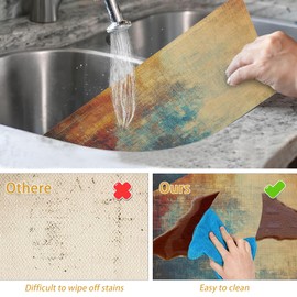 Abstract Blue Orange Placemats, Set of 6 Vintage Farmhouse Heat-Resistant Fabric Placemats,Decorative Table Mats for Dining Room Kitchen Party Holiday 12x18 Inch