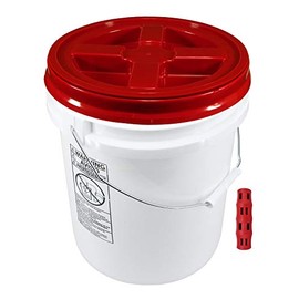 Poly Farm 100 Mil Extra Heavy Duty 20 Liter (5.28 Gallon) Gamma Seal Bucket (Red)