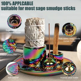 Fanadith Incense Holder, Palo Santo Holder, Incense Holder for Sticks, 4 in 1 Ceramic Ash Catcher Tray for Smudge Meditation Yoga