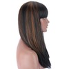 Kalyss Black Brown Highlights Wigs with Hair Bangs for Women