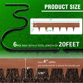 20ft. 6-Pack Cor-Ten Steel Landscape Edging – 40" L x 8" H Rust-Resistant Metal Landscape Edging, Hammer-in Metal Edging for Landscaping, Tree Rings, Yard & Pathway – Rustic Finish Steel Lawn Edge