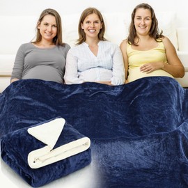 Preboun 78.74 x 59.06 Inch Large Faraday Blanket for Protection Pregnant Babies, Emf Blocker Blanket for 5 g, Bluetooth, Phone Towers, Two Sides Using for Beds Couches Travel (Flannel, Dark Blue)