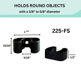 Spring Clip, Wall Mounted Grip Clip, Holds 3/8-5/8 Inch Diameter, Includes Screws, Pipe, Tool Holder, Truck, Garden, Weather Resistant, Gibson Gripper Clips, Made in USA, Black (10)