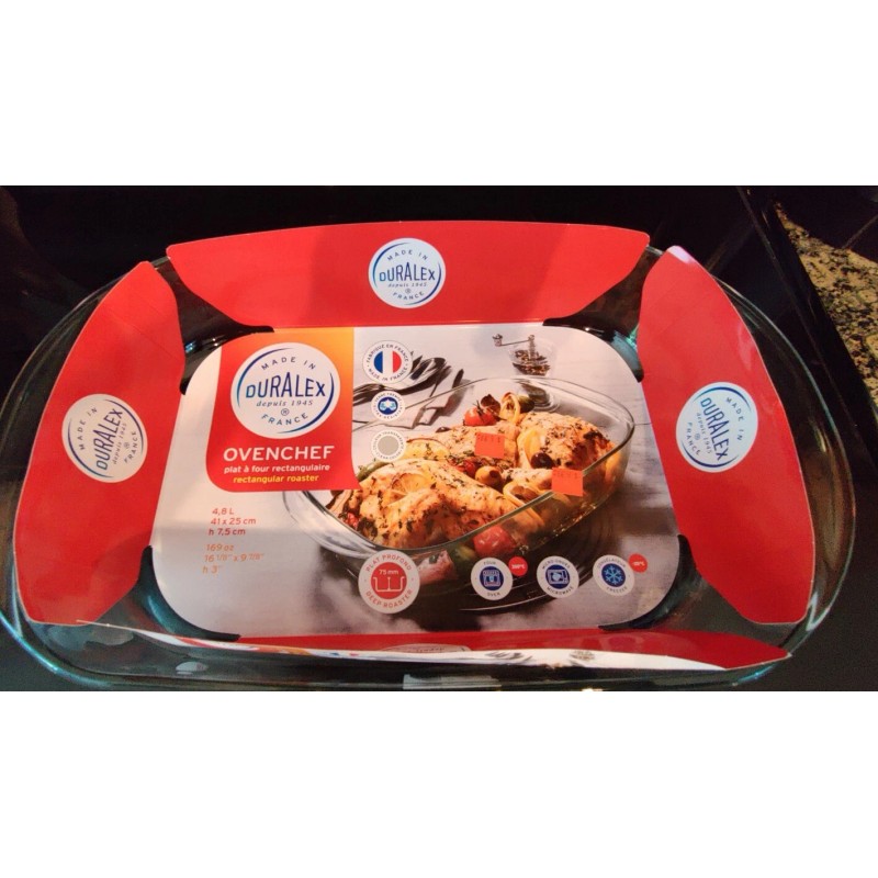 Duralex French OvenChef Deep 169oz Glass Roasting Baking Dish Pan