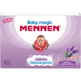 Mennen Jabón para Bebé Baby Magic Lavanda y Extracto de Avena en Barra 90 g. Cuida, Limpia y Humecta la Piel de tu Pequeño con su Espuma Cremosa