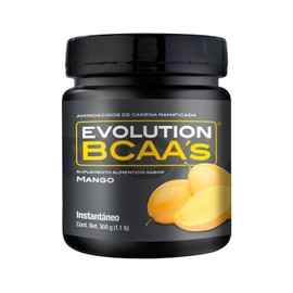 EVOLUTION, Aminoácidos BCAA, Suplemento Alimenticio, Leucina, Sin Gluten, Pre Workout, Post Workout, Sabor Mango, 25 Porciones, 500g                  
