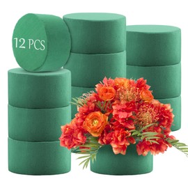 12Pcs Round Floral Foam Blocks, Wet and Dry Foam Bricks for Fresh and Artificial Flowers, Perfect for Wedding Decor, DIY Crafts, and Party Decorations