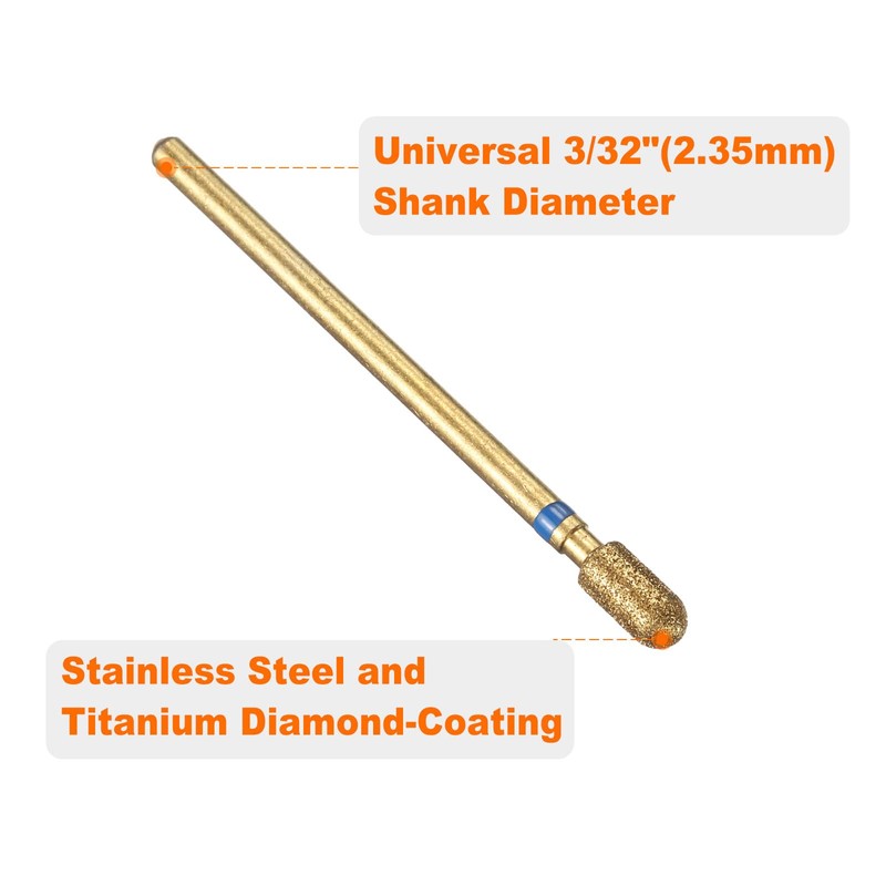 sourcing map 6pcs 120-140 Grits Diamond Grinding Bit 3.5mm Cylindrical