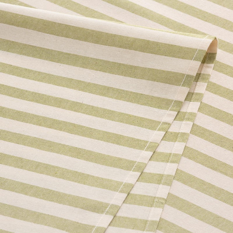 GAMUSI Rectangle Tablecloth Stripe Green Waterproof Fabric 100% Cotton Washable