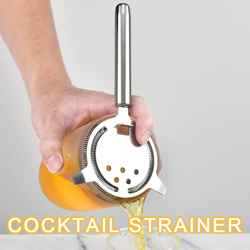 Cocktail Strainer Silver Stainless Steel Bartender Strainer with Wire Spring