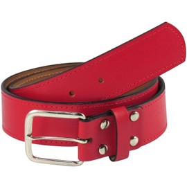 TCK Premium Leather Baseball Softball Belt (Scarlet Red, 42")