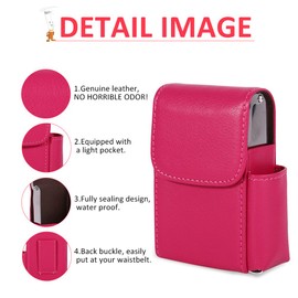 Brotdose,PU Leder Zigaretten Kasten mit Beutel Feuerzeug Halter Zigarettenkasten Geldbörsen für Männer und Frauen Unisex(Rot)
