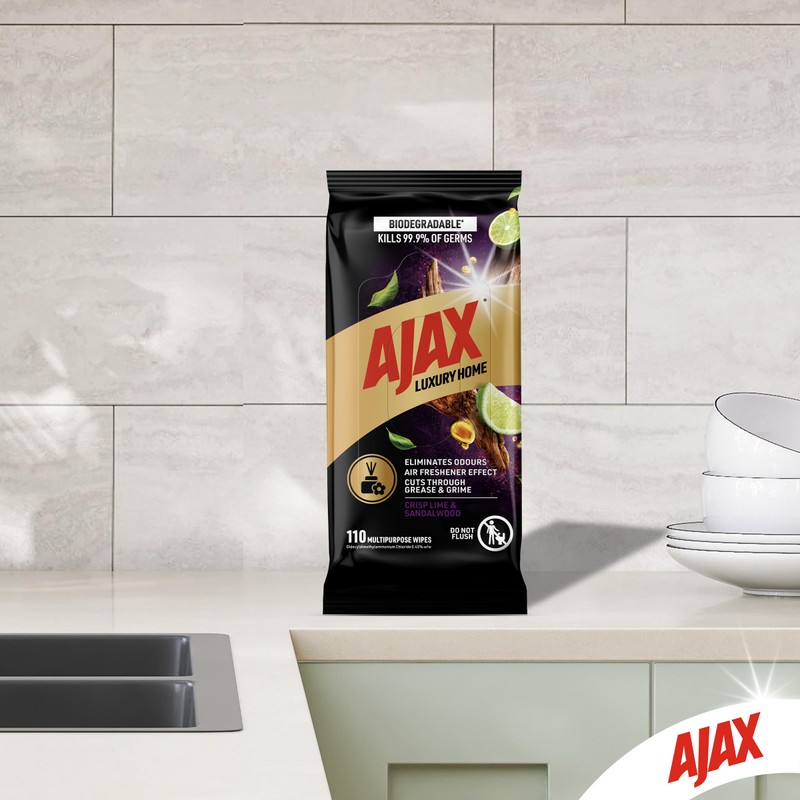 Ajax Luxury Home Multipurpose Cleaning Wipes Crisp Lime & Sandalwood