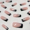 Uñas postizas de punta francesa negra a presión, uñas postizas