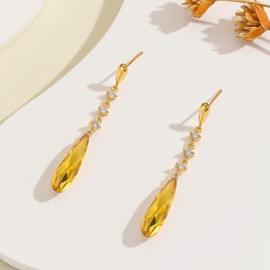 Sunttifen Austrian Crystal Drop Earrings Long Earrings Gold-Plated Silver Jewellery Gift for Wife Mother Wife, Crystal